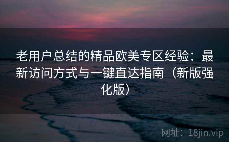 老用户总结的精品欧美专区经验：最新访问方式与一键直达指南（新版强化版）